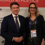 El presidente Sebastián Coe y María Ximena Restrepo vicepresidenta de IAAF2