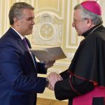 Monseñor Luis Mariano Montemayor, obispo argentino, presentó las cartas credenciales ante el Presidente Iván Duque como Nuncio Apostólico del Vaticano en Colombia.