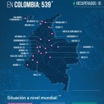 Se registran 539 casos con coronavirus en Colombia