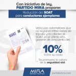 MIRA propone reducción del SOAT para conductores ejemplares