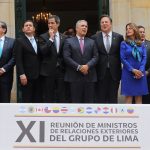 El presidente de Colombia, Iván Duque junto a los cancilleres del Grupo de Lima durante una reunión en Bogotá, REUTERS/Luisa González