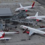 Una vista aérea muestra aviones del grupo colombiano Avianca aparcados en el aeropuerto de El Dorado  REUTERS/Luisa Gonzalez