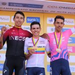 Podio Nacional de ruta 2020 Egan Bernal, Sergio Higuita, Daniel Martínez