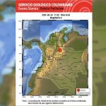 Sismo de magnitud 5.0 en la mañana de este lunes festivo, 14 de junio. Foto: Servicio Geológico Colombiano