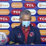 Reinaldo Rueda técnico de Colombia en rueda de prensa en la antesala del partido con Perú