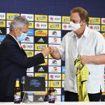 El presidente de la FCF, Ramón Jesurun le dio la bienvenida Reinaldo Rueda,Entrenador de la selección colombian