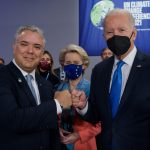 Los presidentes de Colombia, Iván Duque Márquez, y de EE.UU., Joe Biden, hablaron este martes en el marco de la COP26, que se lleva a cabo en Glasgow. Los Jefes de Estado participaron en una de las sesiones de líderes mundiales sobre la lucha contra el cambio climático. Foto Presidencia
