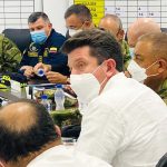 El Ministro de Defensa, Diego Molano, lideró un Consejo de Seguridad en Arauca, con la cúpula de las Fuerzas Armadas y las autoridades civiles y militares de la zona. Foto: Ejército Nacional.