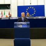 Presidente Iván Duque en su intervención ante el plenario del Parlamento Europeo. Foto Presidencia