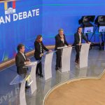 Sergio Fajardo,Indrid Betancurt, Enrique Gómez y Federico Gutierrez en el Gran debate del Canal RCN