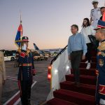 Declaración a medios del Presidente Gustavo Petro a su llegada a Egipto . Foto Presidencia
