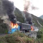 Tractomulas quemadas en Norte de Santander.