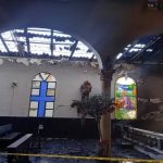 Incendio que generó daños en el ala izquierda y el techo de la parroquia Nuestra Señora del Carmen Foto alcaldía de Salento