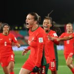 Telma Encarnação escribe su nombre en la historia de Portugal al conseguir el primer tanto de Las Navegadoras en la Copa Mundial Femenina de la FIFA..Foto FIFA