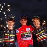 Podio Vuelta a España 2023 Primoz Roglic,Sepp Kuss y ​Jonas Vingegaard