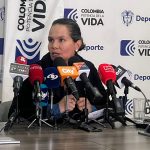Ministra del Deporte, Astrid Rodríguez, en rueda de prensa