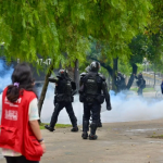 Enfrentamientos en la Universidad Nacional. Foto suministrada