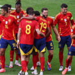 Los jugadores de España celebran uno de los goles ante Croacia