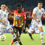 Deportivo Pereira consiguió una agónica e importantísima victoria sobre Boyacá Chicó en el Hernán Ramírez Villegas. Andrés Ibargüen, con un espectacular tanto sobre el cierre del compromiso, le dio el 1-0 definitivo a los risaraldenses..Foto Dimayor