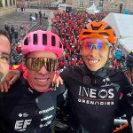 Carlos Fernando Galán, Rigoberto Urán, Egan Bernal y Nairo Quintana. Foto Alcaldía de Bogotá.