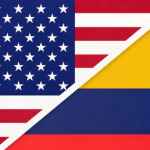 Banderas de Estados Unidos y Colombia