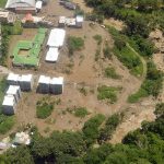 Vista aérea de la zona donde se produjo el desbordamiento de la quebrada La Liboriana, que causó la tragedia en Salgar, Antioquia, y fue sobrevolada por el Presidente Santos