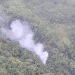 Columna de humo del helicóptero accidentado-Foto captada por la Policía