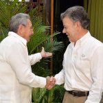 Raul Castro y Juan Manuel Santos