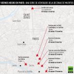 Mapa  del sitio de los atentados en Paris