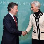 Directora del Fondo Monetario Internacional (FMI), Christine Lagarde, en Washington, el Presidente Juan Manuel Santos