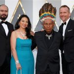 Ciro Guerra, Cristina Gallego, Antonio Bolívar y Brionne Davis en la alfombra roja de los premios Oscar