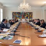 En la Casa de Nariño el Presidente Juan Manuel Santos encabeza la sesión semanal del Consejo de Ministros en la que participan los siete nuevos miembros del gabinete y la recientemente posesionada Directora de Coldeportes.