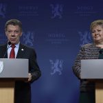 El Presidente Juan Manuel Santos agradeció el decidido apoyo de Noruega en el proceso de paz y celebró el anuncio de la Primera Ministra, Erna Solberg de que continuará con esa labor en la implementación del Nuevo Acuerdo.