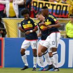 Colombia celebra gol de James ante Ecuador 280317