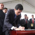 El Presidente asistió a la firma del Contrato Plan entre el Gobernador de Boyacá y el director del Departamento Nacional de Planeación, Luis Fernando Mejía, por un billón de pesos.