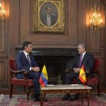 Reunión privada del Mandatario de Colombia, Iván Duque, y el Presidente del Gobierno de España, Pedro Sánchez.