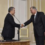 El Presidente Iván Duque felicita al nuevo Embajador de Colombia en la Organización de Estados Americanos (OEA), Alejandro Ordóñez.
Foto: César Carrión - Presidencia